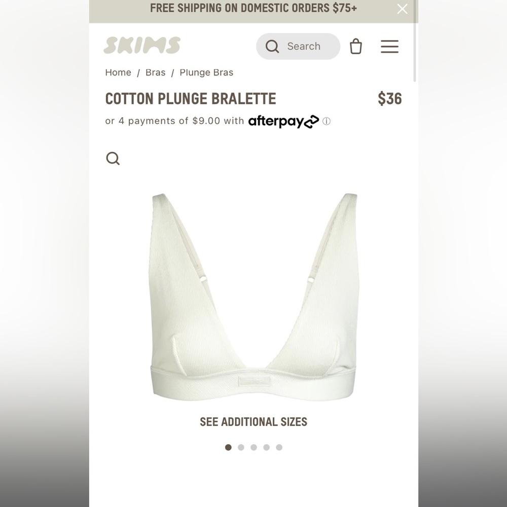 SKIMS COTTON PLUNGE BRALETTE 4X